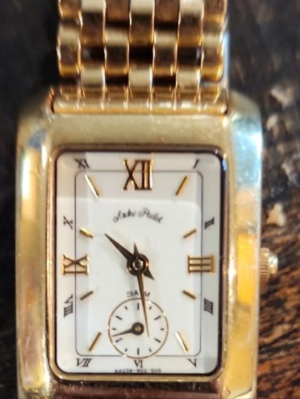 Andre Pailet Gold Tone Rectangular Bracelet Watch with Roman Dial